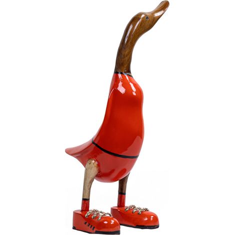 Statuette décorative 40 cm canard maillot rouge bois de teck – DAFLY (1/5)