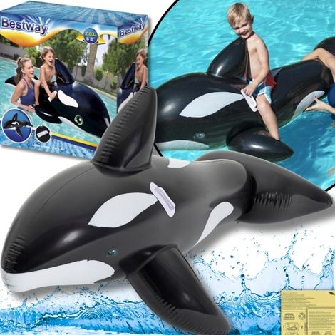 Grande baleine gonflable orque pour enfants, idéale pour la baignade en piscine (203 x 102 cm). (1/5)