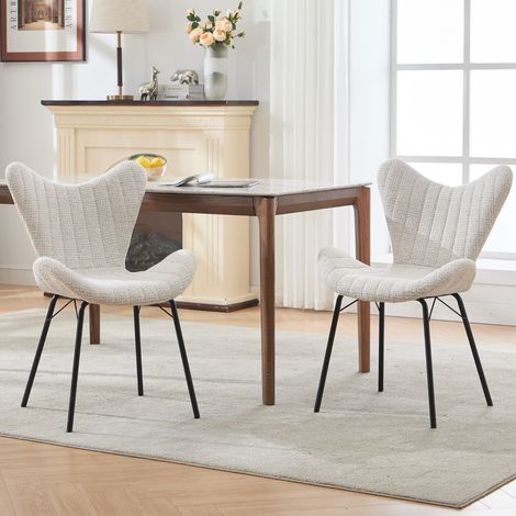 Wahson Chaise de Salle à Manger en Chenille Lot de 2 Chaise de Cuisine avec Pieds en Métal Chaise à Dîner Moderne pour Restaurant/Salon, Avoine (1/5)