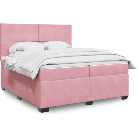 Boxspringbett mit Matratze Rosa 200x200 cm Samt (1/5)