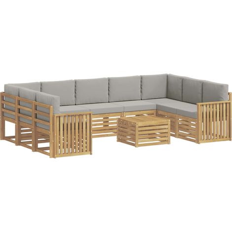 Outdoor-Sofagarnitur 10 stk. 9-Sitzer Weiß und Hellgrau vidaXL (1/5)