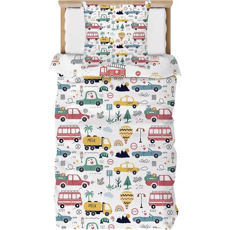 Housse de Couette 90x190cm, Parure de Lit 1 Personne en Microfibre, Housse de Couette Réversible Double Face avec Taie d'oreiller 40x60cm (1/5)