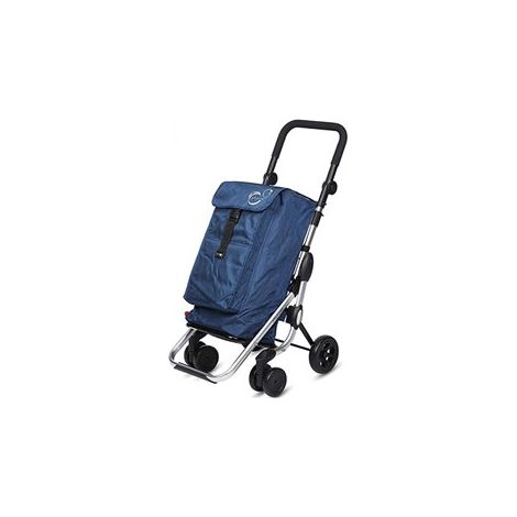 Chariot de courses pliable navy – Capacité 39,5L – Poignée réglable – Roues avant pivotantes – Sac isolant amovible 10L – Playmarket (1/3)