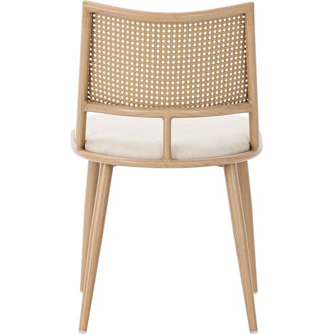 2 sillas de comedor de PU beige con respaldo de ratán (1/5)