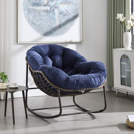 Balancelle d'extérieur en rotin, avec assise rembourrée et dossier, idéale pour l'entrée, le salon, la terrasse ou le jardin. (1/5)