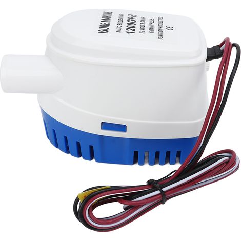 Pompe de cale automatique submersible 12V pour bateau, avec interrupteur à flotteur et débit de 1200GPH, accessoire bateau en plastique. (1/5)
