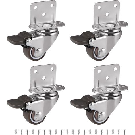 Pcs Roue pivotante, roulettes pour meubles L 25mm, roulettes pivotantes en caoutchouc avec frein, pour lit de bébé,capacité de chargement 11kg par (1/5)