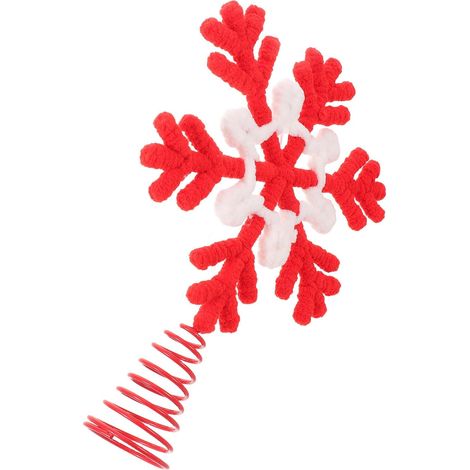 Flocon de Neige pour Sapin de Noël, Décor Festif Rouge Blanc (1/5)