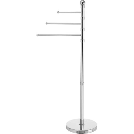 Porte serviette sur pied en métal chromé 3 bras 65.5x22.8x90.5cm (1/5)