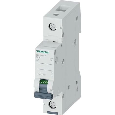 Siemens Interruptor automático de protección de línea 230/400V 10kA, 1 polo, C, 4A, 5SL41047