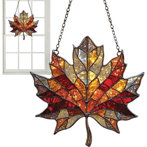Sonnenfänger 2D Herbst Ahornblätter Lichtfänger Ornament (1/5)