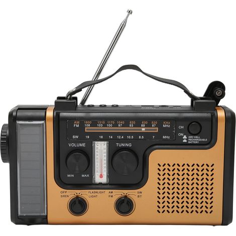 Filiyano – lampe torche pour les – Radio solaire LED portable 2000 MAH AM/FM/SW avec manivelle pour lire de la musique MP3, haut-parleur intégré et (1/4)