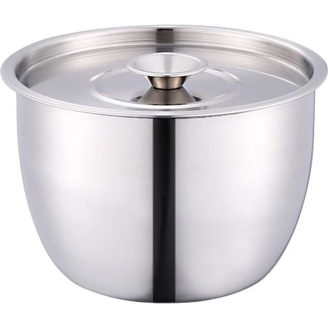 Bol mélangeur en acier inoxydable de 21 cm avec couvercle, idéal pour la cuisson au four, la préparation des repas et la conservation des aliments. Compatible lave-vaisselle. Couleur argent. (1/5)