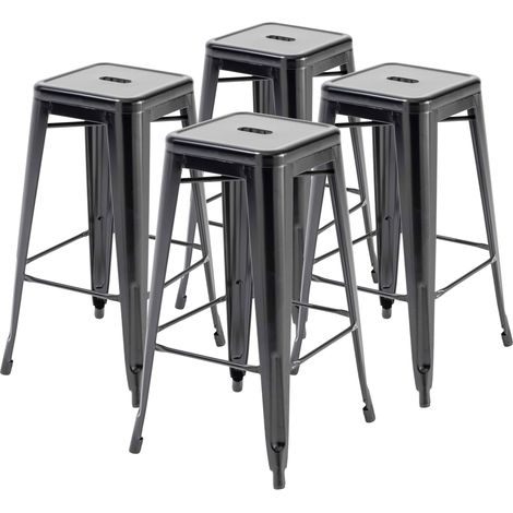 Lot 4 tabourets de bar en métal noir mat