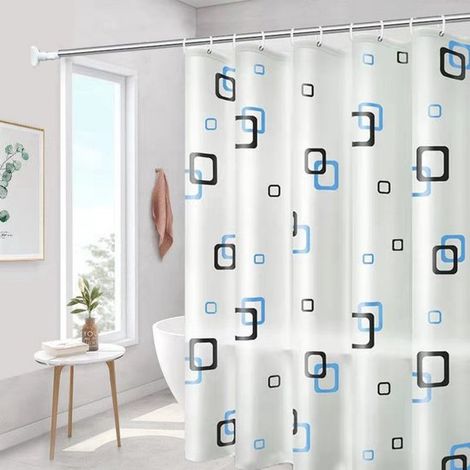 Cortina de ducha de 180x200cm, Cortina de baño de secado rápido con ganchos, Cortina de ducha impermeable y resistente al moho, con 12 anillas (1/5)