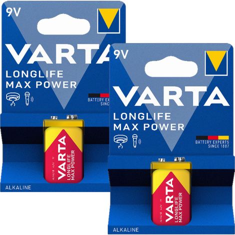 Varta LL MAX PP3 9V Batteria alcalina Microfono Sensore di CO Cubo x2 (1/4)