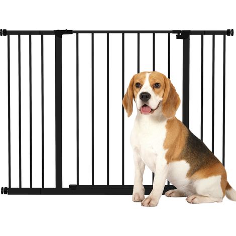 Barrière de sécurité portes et escaliers 107 x 4 x 76 cm réglable sans perçage ouverture une main moderne en acier noir (1/5)