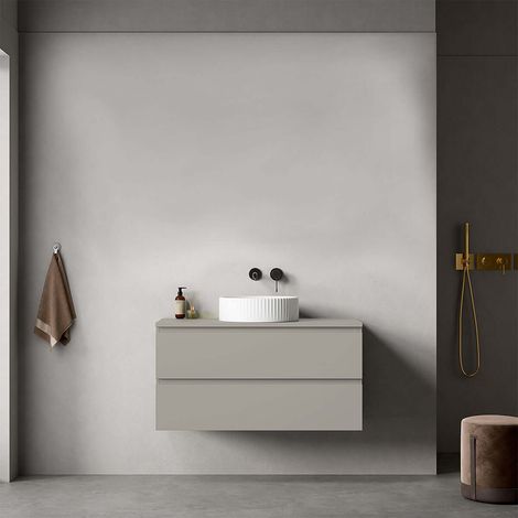 Mobile bagno sospeso 100 cm Grigio Cenere per Lavabo d'appoggio Senza Specchio - Fiji Paint Top (1/4)