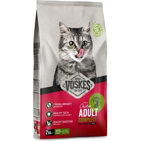 Trockenfutter für ausgewachsene Katzen, Huhn, 2 kg, vollwertig und ausgewogen (1/2)