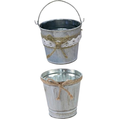 2 Stück Retro Blumenkübel aus Eisen mit Griff Rustikale (1/5)