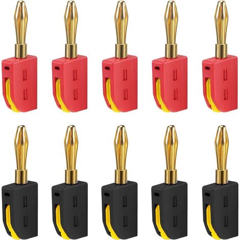 Packung mit 10 4-mm-Bananensteckern für Lautsprecher, 32-A-Bananenstecker-Adapter, Bananenstecker für Receiver, Kabel und Lautsprecher (1/5)