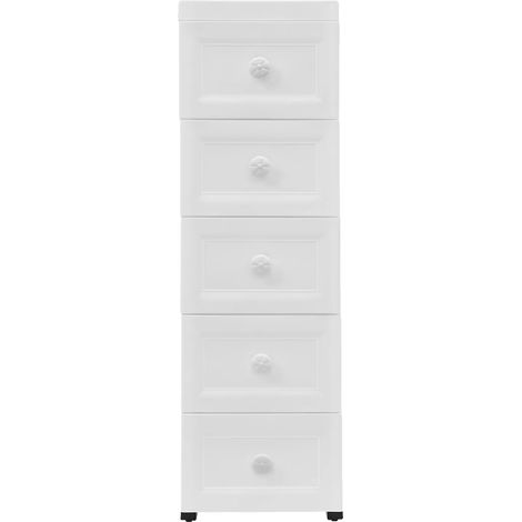 Armoire de rangement, 5 tiroirs, design étanche, BLANC (1/2)