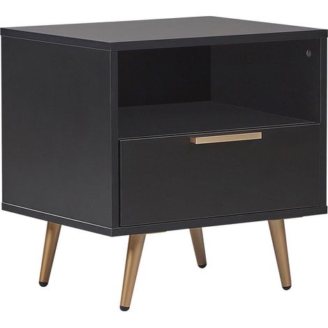 1 Drawer Bedside Table INDIO Black (1/5)