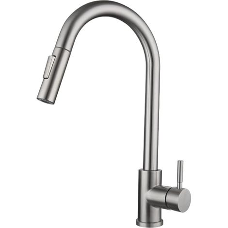 Grifo de cocina retráctil con fregadero giratorio de 360° y 2 modos de rociado (cepillado). (1/5)