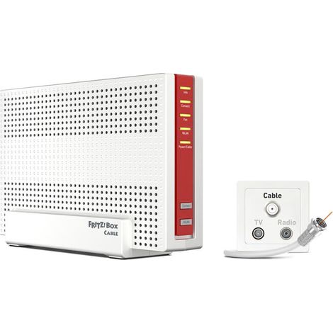AVM FRITZBox 6690 Cable Enrutador Inalámbrico Módem por Cable Conmutador de 4 Puertos GigE, 2.5 GigE WiFi6 Adaptador de Teléfono