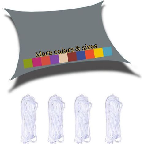 Voile D'ombrage Rectangulaire 2.5x3m Imperméable PES Toile Ombrage 98% UV Protection pour Jardin Terrasse Balcon Piscine Fête Extérieur, Gris Foncé