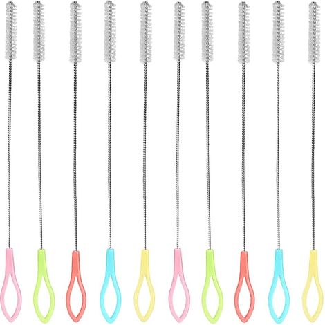 Cepillos para pajitas, 10 unidades. Cepillo para limpiar pajitas, cepillo para botellas, cepillo fino, cepillo para tubos de ensayo, limpiador de tubos de pajitas.