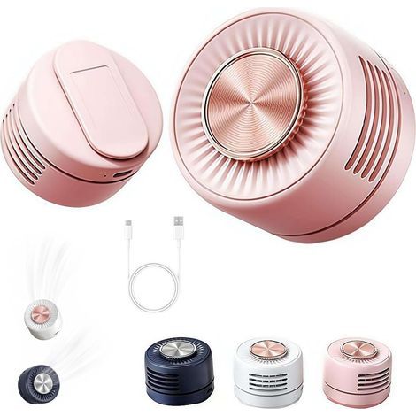 2 ventilateurs portables sans pales, recharge USB, usage bureau et voyage-Rose (1/5)