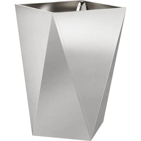 Fioriera da esterno rotonda moderna 50 x 50 x 75 cm design estetico pratico in acciaio inossidabile argento 020053042