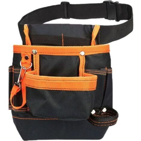 Pochette à outils - Sac ceinture à outils/Pochette utilitaire pour électricien, charpentier, technicien en bâtiment, jardinier, avec clip ceinture pour outils de quincaillerie, 8 poches, orange