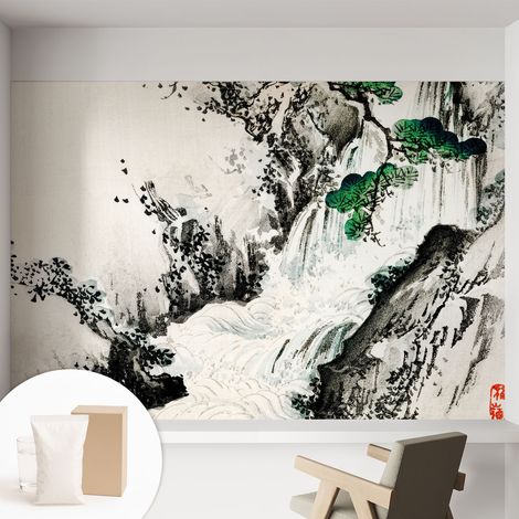 Papier peint intissé décoratif avec motifs pour salon et chambre a motif - Colle incluse gratuite Cascade naturelle 152x104 cm (1/5)