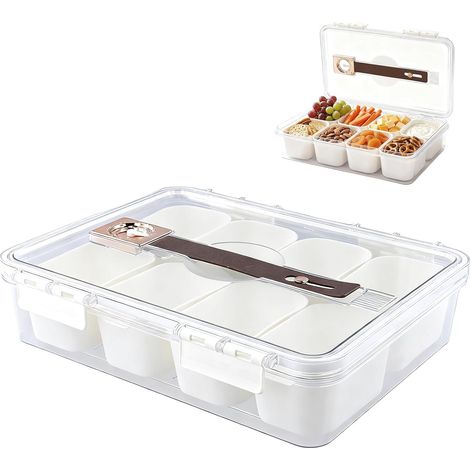 Food Storage Containers, Reusable Stackable Storage Box with Lids and Handle, Snack Box Compartment, Fridge Storage Box for Vegetables, Sweets, Fruits, Spices (1/5)