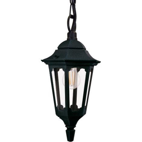 Lampada a sospensione Parrocchia E27 1x40W in alluminio nero, vetro H: 42 cm B: 20,5 cm Dimmabile (1/5)