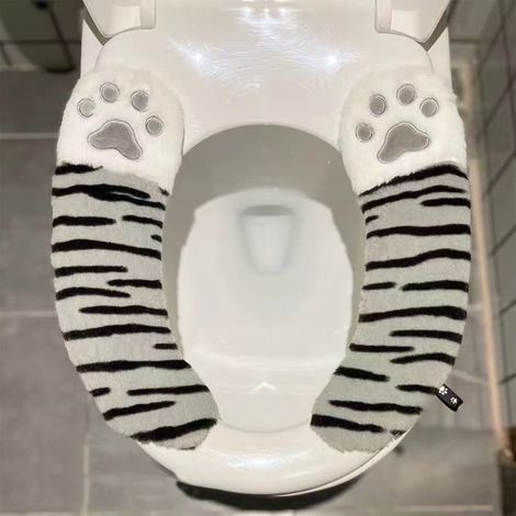 Couvre-Abattant De Toilette - Flanelle Douce - Antidérapant - Réutilisable - Lavable - Pour Siège Rond Et Allongé - 1 Pièce (1/5)