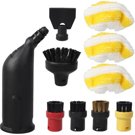 Convient aux balais vapeur Karcher SC1, SC2, SC4 et SC5 : housse de balai abrasif, chiffon en nylon et brosse en cuivre – Kit d’accessoires Style 9 (1/5)