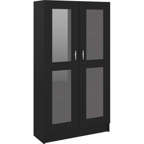 INLIFE Armoire à vitrine Noir 82,5x30,5x150 cm Aggloméré (1/5)