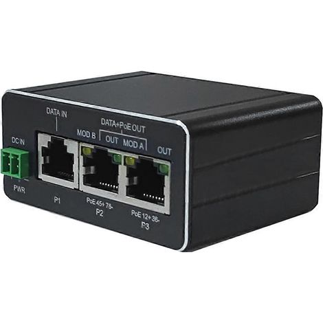 Injecteur PoE 30 W, entrée CC passive 48 V, sortie 30 W, compatible avec les modes A (12+36 broches) et B (45+78 broches), connecteur RJ45 (1/5)