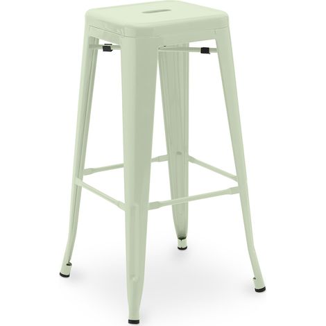 Tabouret de bar – Style industriel – Acier – 76 cm – Stylix Vert pâle (1/5)