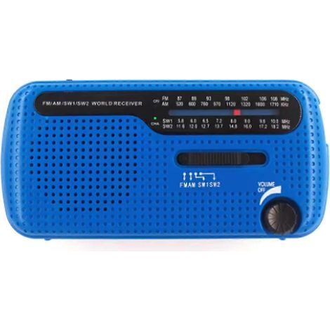 Tragbares, solarbetriebenes Kurbelradio, 1200-mAh-USB-Notfalllautsprecher, blau (1/5)