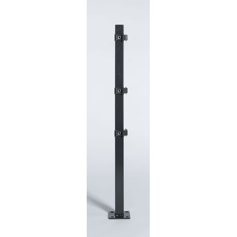 Eckpfosten mit Montageplatte für Stab- u. Doppelstabmatte anthrazit (RAL 7016) / 110 cm (1/5)