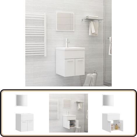 vidaXL Ensemble de meubles de salle de bain Blanc brillant Aggloméré