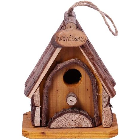 1 Cabane à oiseaux en bois, nichoir manuel avec garde prédateur, maison suspendue pour jardin, balcon, parc, moineau, hirondelle