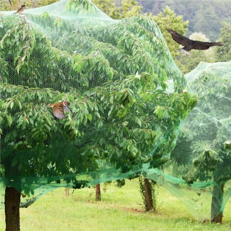 Filet anti-oiseaux 4m x 15m, filet de protection de jardin, convient aux cerisiers, vignes et pommiers, maille de 15 mm, vert. (1/3)