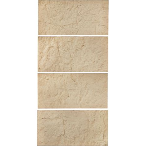 Panneaux Muraux 3D, Lot de 4, Panneau Mural Décoratif en PU Imitation Pierre Naturelle, 120x60 cm, Couverture 2,97 m², Décoration Intérieure pour Plafond, Chambre, Salon, Salle de Jeux, Jaune (1/5)