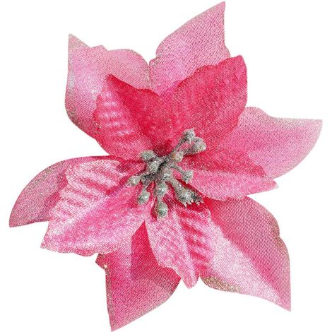 Poinsettia - 13 cm - Fleur Décorative Noël - Tige Filaire Souple - Pour Arbre de Noël Guirlande Mariage Décoration Intérieure - Lot de 12 (1/5)