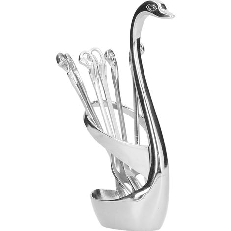 Dessertlöffel und -gabel aus Zinklegierung, eleganter Schwanenfuß, Obstverkostungsset, Küchenbesteck, Miniaturbesteck für Zuhause, 2-teilig. (1/5)